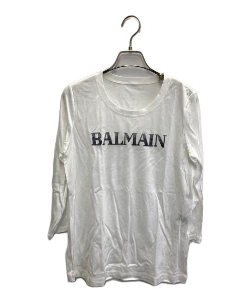 BALMAIN（バルマン）BALMAIN (バルマン) ロゴカットソー ホワイト サイズ:9の古着・服飾アイテム