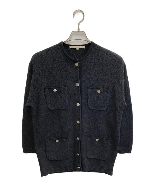 自由区（ジユウク）自由区 (ジユウク) 洗えるテクスチャーコットンブレンドニットアウター ブラック サイズ:38の古着・服飾アイテム