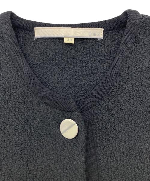 自由区（ジユウク）自由区 (ジユウク) 洗えるテクスチャーコットンブレンドニットアウター ブラック サイズ:38の古着・服飾アイテム