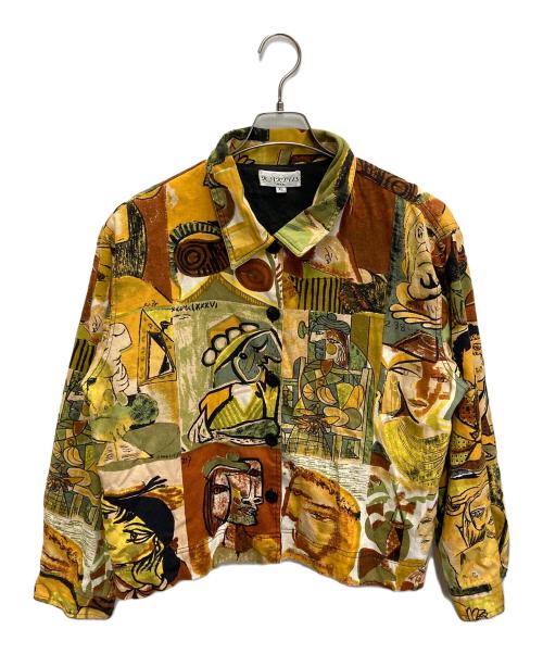 KAKTUS（カクタス）kaktus (カクタス) アートプリントジャケット ベージュ サイズ:XLの古着・服飾アイテム