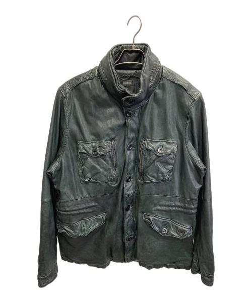 DIESEL（ディーゼル）DIESEL (ディーゼル) M-65型 シープスキンレザージャケット ブラック サイズ:XXLの古着・服飾アイテム