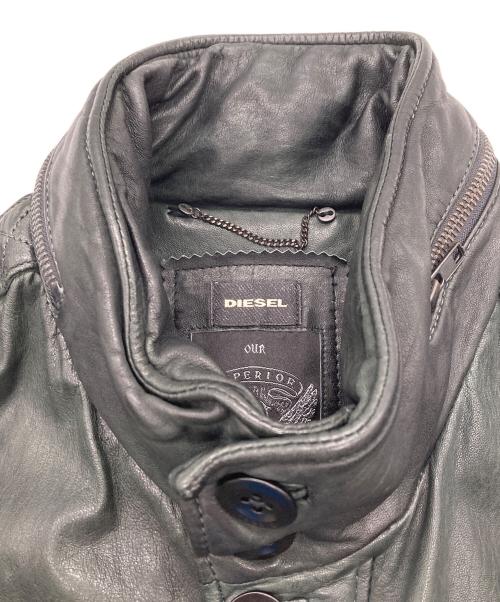 DIESEL（ディーゼル）DIESEL (ディーゼル) M-65型 シープスキンレザージャケット ブラック サイズ:XXLの古着・服飾アイテム