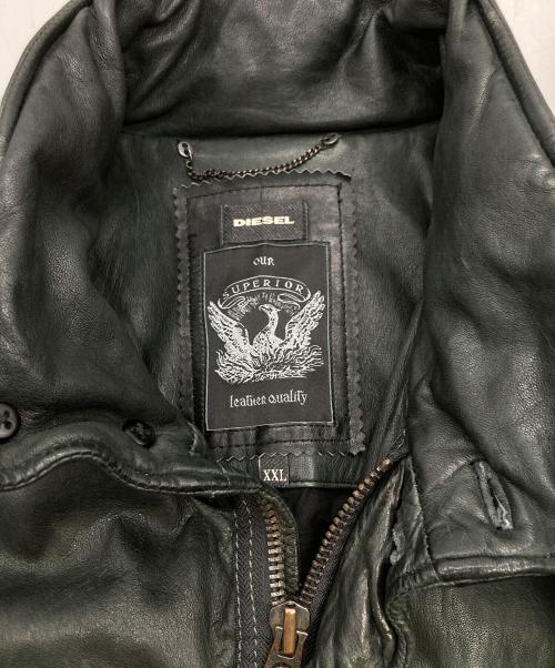 DIESEL（ディーゼル）DIESEL (ディーゼル) M-65型 シープスキンレザージャケット ブラック サイズ:XXLの古着・服飾アイテム