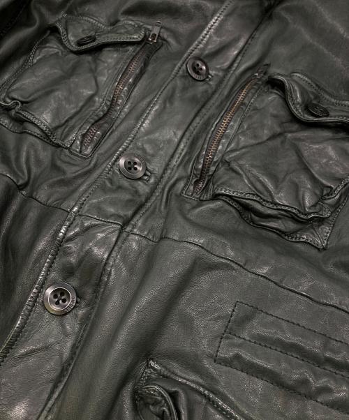 DIESEL（ディーゼル）DIESEL (ディーゼル) M-65型 シープスキンレザージャケット ブラック サイズ:XXLの古着・服飾アイテム