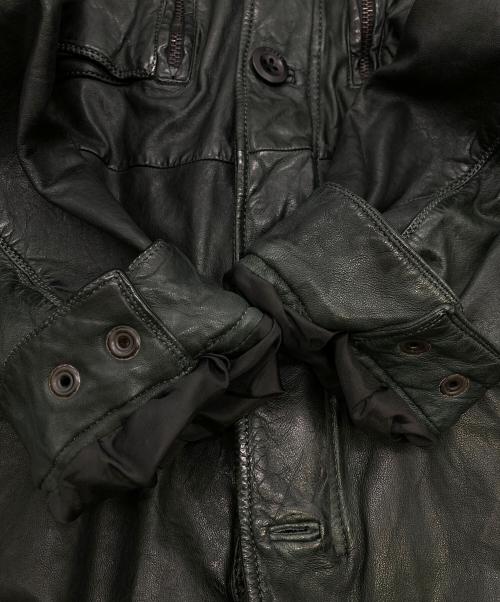 DIESEL（ディーゼル）DIESEL (ディーゼル) M-65型 シープスキンレザージャケット ブラック サイズ:XXLの古着・服飾アイテム