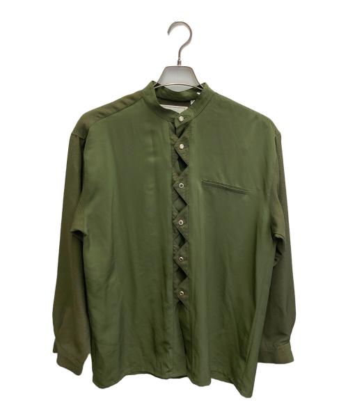 P.R.O.N.T.I（PRONTI）P.R.O.N.T.I (PRONTI) 変形切替デザイン ヴィンテージ シャツ オリーブ サイズ:Mの古着・服飾アイテム