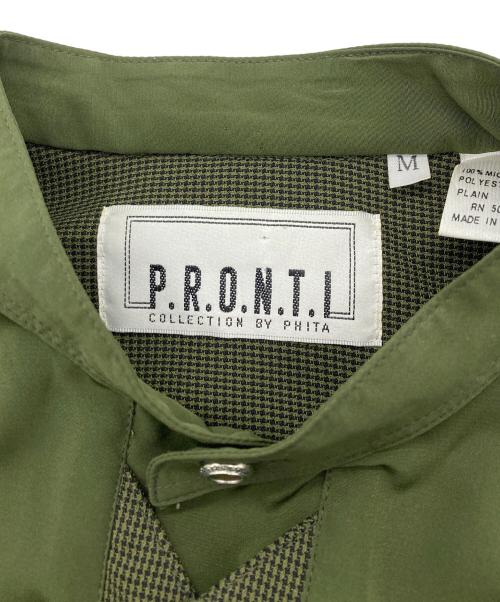 P.R.O.N.T.I（PRONTI）P.R.O.N.T.I (PRONTI) 変形切替デザイン ヴィンテージ シャツ オリーブ サイズ:Mの古着・服飾アイテム