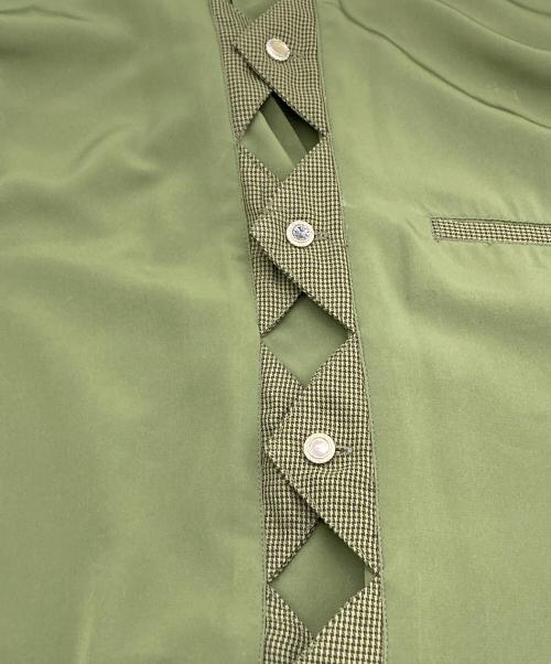 P.R.O.N.T.I（PRONTI）P.R.O.N.T.I (PRONTI) 変形切替デザイン ヴィンテージ シャツ オリーブ サイズ:Mの古着・服飾アイテム