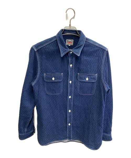 HOUSTON（ヒューストン）HOUSTON (ヒューストン) INDIGO DOUBLE CLOTH SHIRT インディゴ サイズ:Lの古着・服飾アイテム