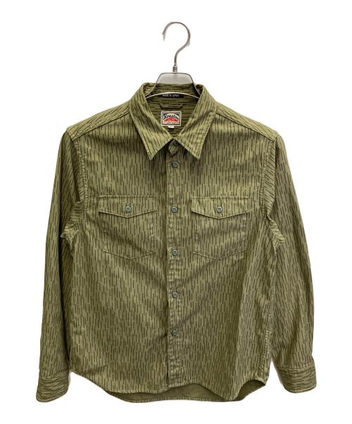 HOUSTON（ヒューストン）HOUSTON (ヒューストン) レインドロップカモシャツ グリーン サイズ:Lの古着・服飾アイテム