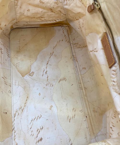 POLO RALPH LAUREN（ポロ・ラルフローレン）POLO RALPH LAUREN (ポロ・ラルフローレン) 転写プリントハンドバッグ ベージュの古着・服飾アイテム