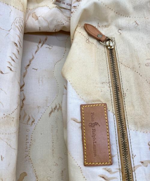 POLO RALPH LAUREN（ポロ・ラルフローレン）POLO RALPH LAUREN (ポロ・ラルフローレン) 転写プリントハンドバッグ ベージュの古着・服飾アイテム