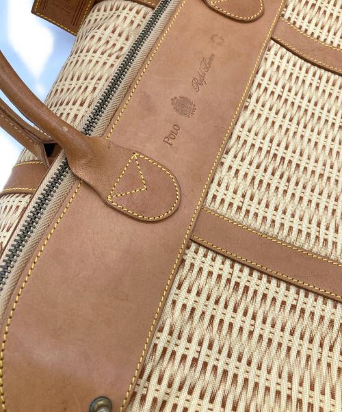 POLO RALPH LAUREN（ポロ・ラルフローレン）POLO RALPH LAUREN (ポロ・ラルフローレン) 転写プリントハンドバッグ ベージュの古着・服飾アイテム