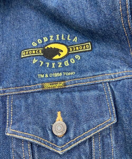 Wrangler（ラングラー）Wrangler (ラングラー) GODZILLA刺繍 DENIM JACKET インディゴ サイズ:Lの古着・服飾アイテム