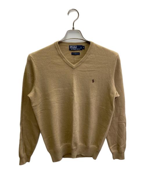 POLO RALPH LAUREN（ポロ・ラルフローレン）POLO RALPH LAUREN (ポロ・ラルフローレン) MERINO WOOL V-NECK KNIT ブラウン サイズ:Mの古着・服飾アイテム