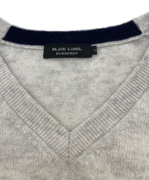 BLACK LABEL CRESTBRIDGE（ブラックレーベル クレストブリッジ）BLACK LABEL CRESTBRIDGE (ブラックレーベル クレストブリッジ) V-NECK WOOL CASHMERE KNIT グレー サイズ:2の古着・服飾アイテム