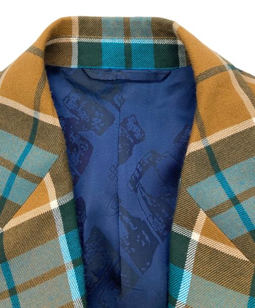 Vivienne Westwood man（ヴィヴィアン ウェストウッド マン）Vivienne Westwood man (ヴィヴィアン ウェストウッド マン) タータンチェック ウエストコート ジャケット ブラウン×ブルー サイズ:46の古着・服飾アイテム