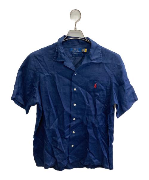 POLO RALPH LAUREN（ポロ・ラルフローレン）POLO RALPH LAUREN (ポロ・ラルフローレン) オープンカラーリネンシャツ ネイビー サイズ:Mの古着・服飾アイテム