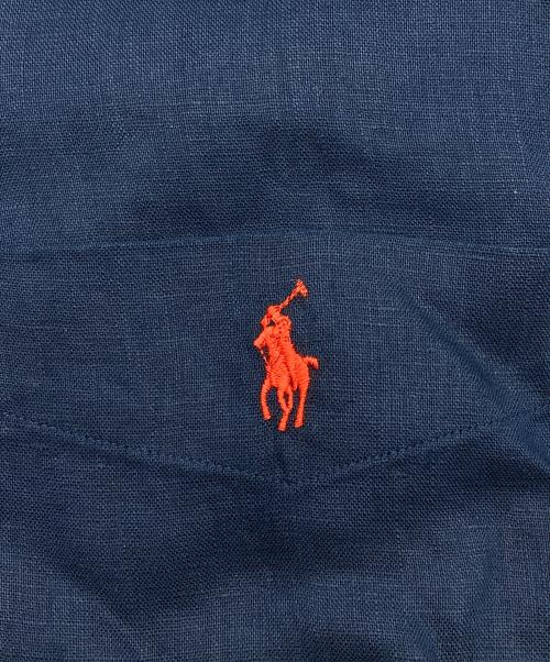 POLO RALPH LAUREN（ポロ・ラルフローレン）POLO RALPH LAUREN (ポロ・ラルフローレン) オープンカラーリネンシャツ ネイビー サイズ:Mの古着・服飾アイテム