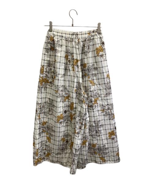 BEARDSLEY（ビアズリー）BEARDSLEY (ビアズリー) チェックフラワーパンツ ホワイト サイズ:FREEの古着・服飾アイテム