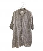 sikutenシクテン）の古着「リネンチェックワンピース」｜ブラウン