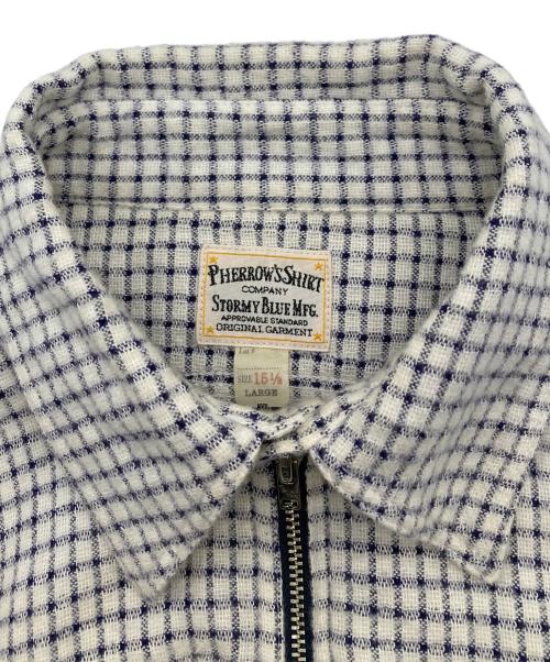 Pherrow's STORMYBLUE（フェローズ）Pherrow's STORMYBLUE (フェローズ) ハーフジップシャツ ブルー サイズ:Lの古着・服飾アイテム