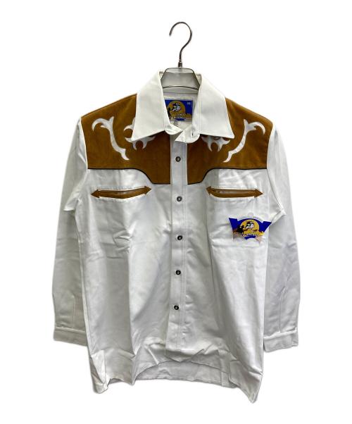 LOBO RIDERS'S（ロボライダース）LOBO RIDERS'S (ロボライダース) ウエスタンシャツ ホワイト×ブラウン サイズ:36 未使用品の古着・服飾アイテム