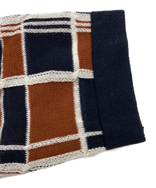 Aquascutum（アクアスキュータム）Aquascutum (アクアスキュータム) チェックカーディガン ネイビー×ブラウン サイズ:8の古着・服飾アイテム