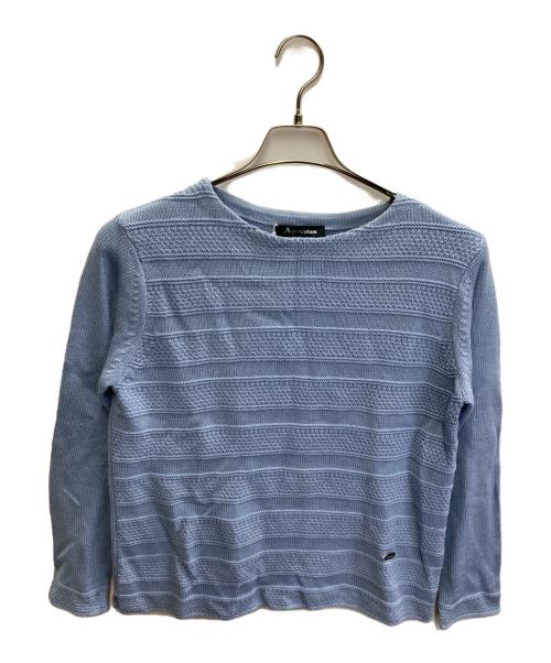 Aquascutum（アクアスキュータム）Aquascutum (アクアスキュータム) カノコボーダー コットンニット ブルー サイズ:8 未使用品の古着・服飾アイテム