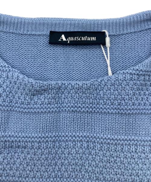 Aquascutum（アクアスキュータム）Aquascutum (アクアスキュータム) カノコボーダー コットンニット ブルー サイズ:8 未使用品の古着・服飾アイテム