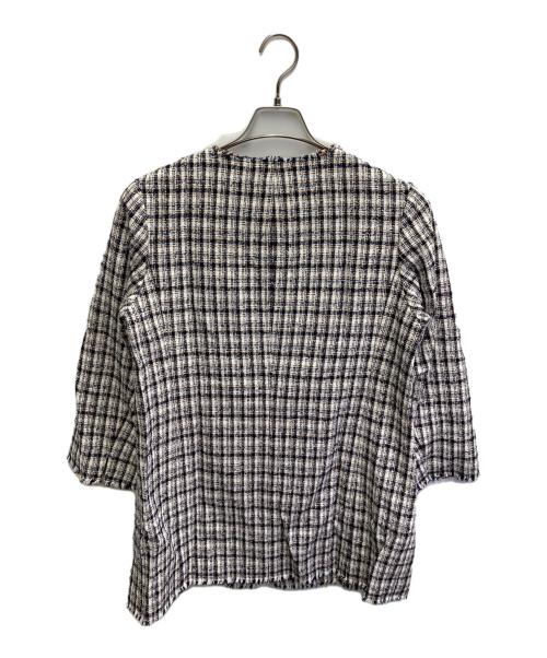 Aquascutum（アクアスキュータム）Aquascutum (アクアスキュータム) チェックツイートラウンドネックコート グレー サイズ:10 未使用品の古着・服飾アイテム