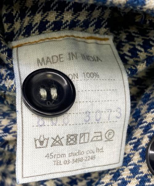 45rpm（45アールピーエム）45rpm (45アールピーエム) 908オンザビーチシャツ ホワイト×ブルー サイズ:Fの古着・服飾アイテム