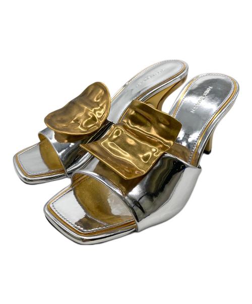 TORY BURCH（トリーバーチ）TORY BURCH (トリーバーチ) パトス ミスマッチ ヒールミュール シルバー×ゴールド サイズ:6Mの古着・服飾アイテム