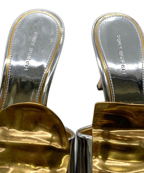 TORY BURCH（トリーバーチ）TORY BURCH (トリーバーチ) パトス ミスマッチ ヒールミュール シルバー×ゴールド サイズ:6Mの古着・服飾アイテム