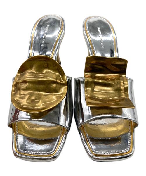 TORY BURCH（トリーバーチ）TORY BURCH (トリーバーチ) パトス ミスマッチ ヒールミュール シルバー×ゴールド サイズ:6Mの古着・服飾アイテム