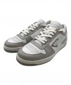 PRADAプラダ）の古着「ダウンタウン レザー スニーカー」｜グレー×ホワイト