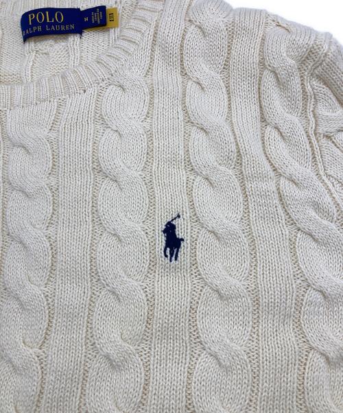 POLO RALPH LAUREN（ポロ・ラルフローレン）POLO RALPH LAUREN (ポロ・ラルフローレン) ケーブルニット アイボリー サイズ:Mの古着・服飾アイテム