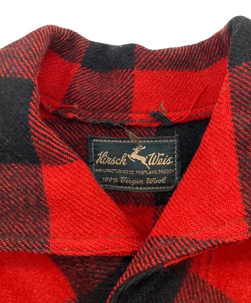 Hirsch weis（ハーシュワイス）Hirsch Weis (ハーシュワイス) ヴィンテージ ダブルマッキーノウールジャケット レッド サイズ:FREEの古着・服飾アイテム