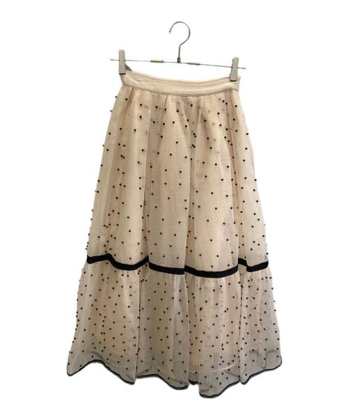 eimy istoire（エイミーイストワール）eimy istoire (エイミーイストワール) パールスタッズボリュームフレアスカート ベージュ サイズ:FREEの古着・服飾アイテム