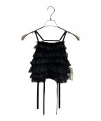 Lily Brownリリーブラウン）の古着「チュールラッフルフリルトップス」｜ブラック