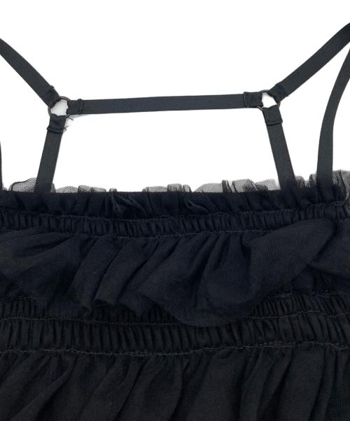 Lily Brown（リリーブラウン）Lily Brown (リリーブラウン) チュールラッフルフリルトップス ブラック サイズ:FREE 未使用品の古着・服飾アイテム