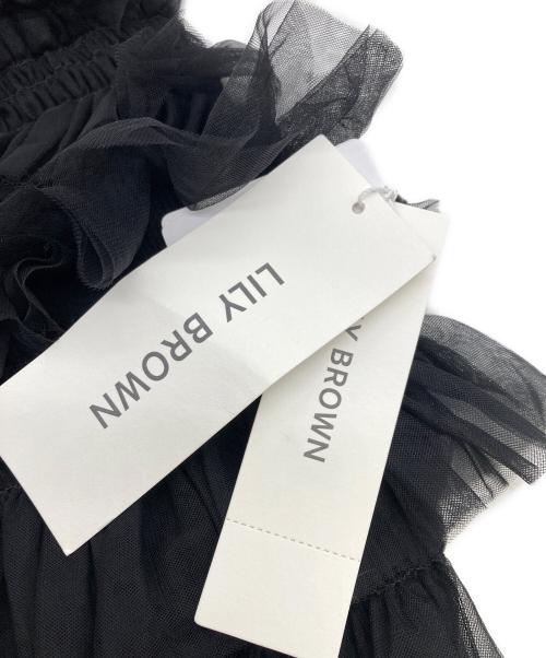 Lily Brown（リリーブラウン）Lily Brown (リリーブラウン) チュールラッフルフリルトップス ブラック サイズ:FREE 未使用品の古着・服飾アイテム