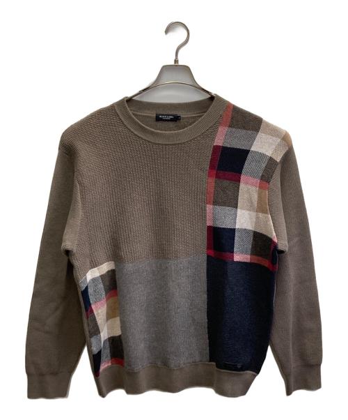 BLACK LABEL CRESTBRIDGE（ブラックレーベル クレストブリッジ）BLACK LABEL CRESTBRIDGE (ブラックレーベル クレストブリッジ) デザイン切替ニット ブラウン サイズ:LLの古着・服飾アイテム