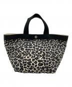 Herve Chapelierエルベシャプリエ）の古着「レオパード舟形トートバッグ」｜ブラック×ベージュ（パンサー）