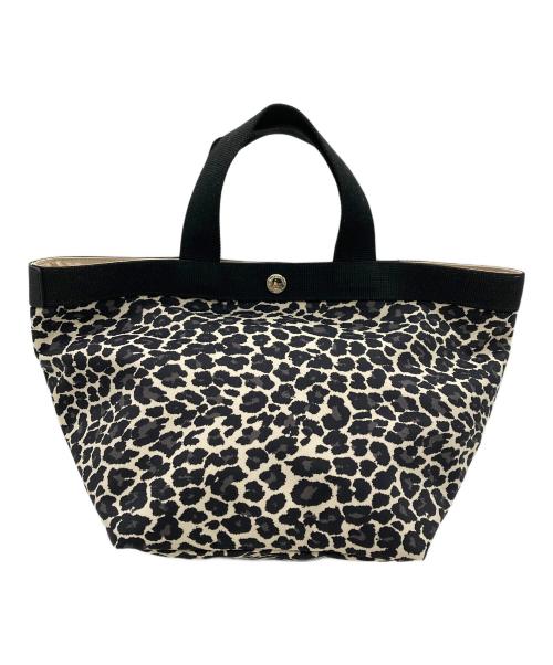 Herve Chapelier（エルベシャプリエ）Herve Chapelier (エルベシャプリエ) レオパード舟形トートバッグ ブラック×ベージュ（パンサー）の古着・服飾アイテム