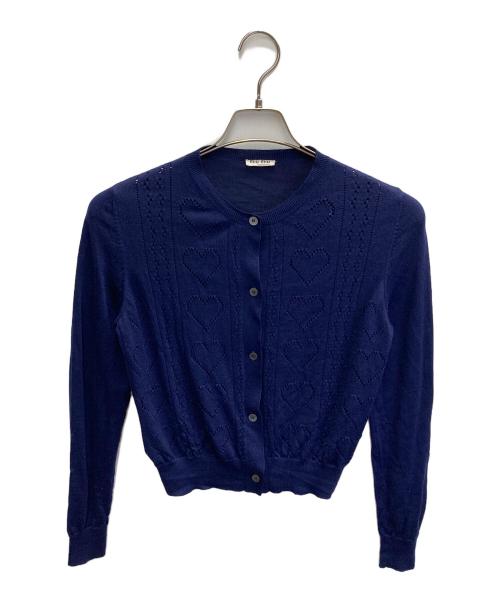 MIU MIU（ミュウミュウ）MIU MIU (ミュウミュウ) ハートモチーフカーディガン ネイビー サイズ:42の古着・服飾アイテム