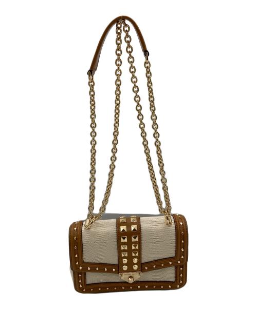 MICHAEL KORS（マイケル・コース）MICHAEL KORS (マイケルコース) SoHo チェーンショルダーバッグ アイボリー×ベージュの古着・服飾アイテム