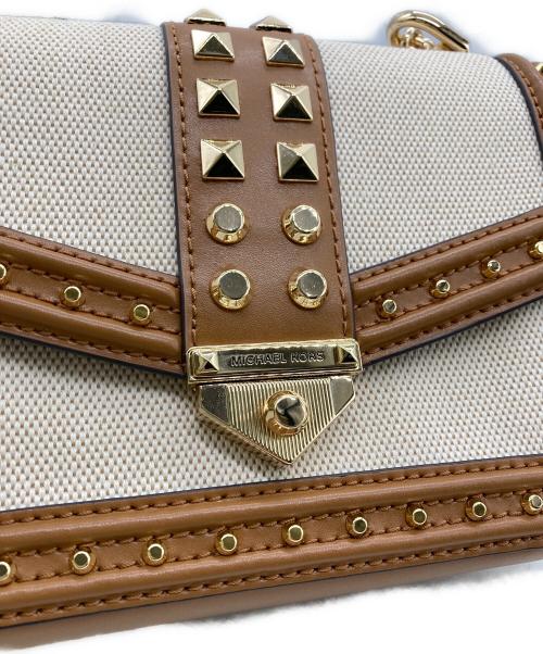 MICHAEL KORS（マイケル・コース）MICHAEL KORS (マイケルコース) SoHo チェーンショルダーバッグ アイボリー×ベージュの古着・服飾アイテム