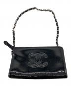 CHANELシャネル）の古着「メイクアップパレットエナメルチェーンポーチ」｜ブラック