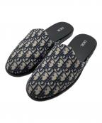 Diorディオール）の古着「オブリークトロッター柄ジャガードミュール」｜ベージュ×ブルー